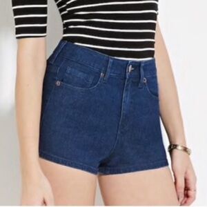Forever 21 high waisted dark denim jean shorts. Size 27